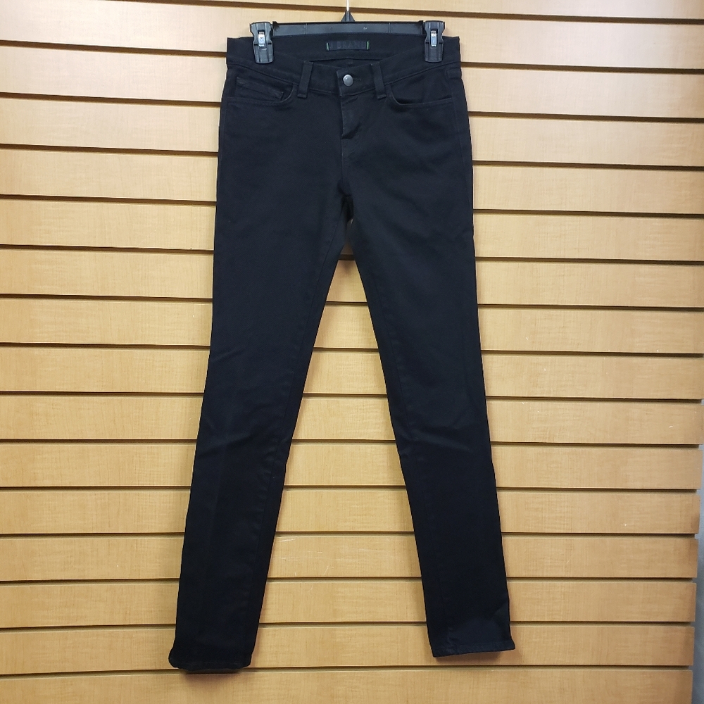 J Brand Straight Leg Jeans Black Size 26 Ankle Zip Designer Denim